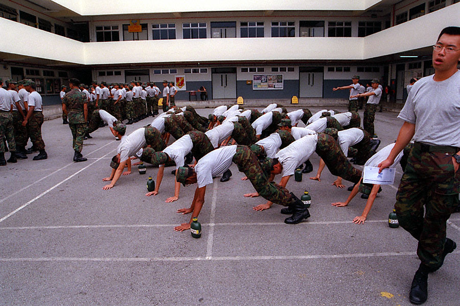 can't touch this: some other platoon gets knocked down as rick strolls idly by holding his first paycheck