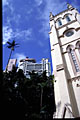 old church with hongkong/shanghai bank in the background, vertical