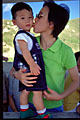 tight kiss: peggy lui kissing wong seng chak on lamma island
